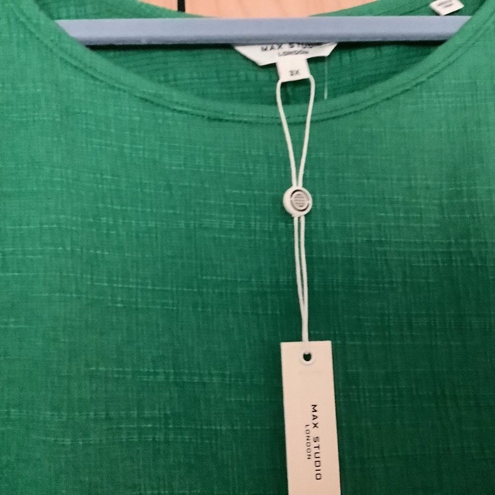 Brand new Max Studio - brand new green top with ruffled cap sleeves - - Picture 3 of 5